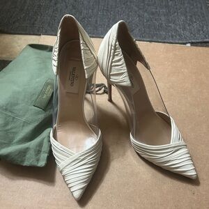 Valentino Garavani B-Drape Leather Point Toe Pumps